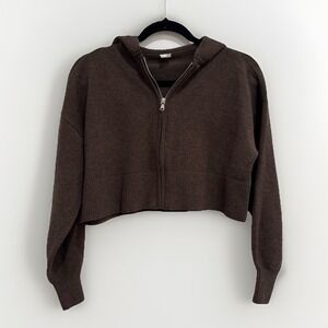 NEW Gilly Hicks Soft Cropped Zip Hoodie Y2K Cozy Off-Duty Sweatshirt Size XXS